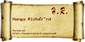 Hanga Richárd névjegykártya